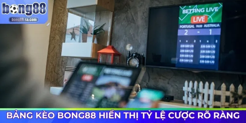 Bảng kèo Bong88 hiển thị tỷ lệ cược rõ ràng